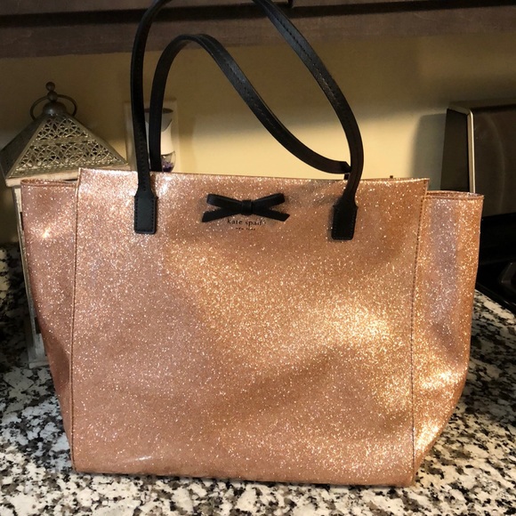 kate spade rose gold glitter purse